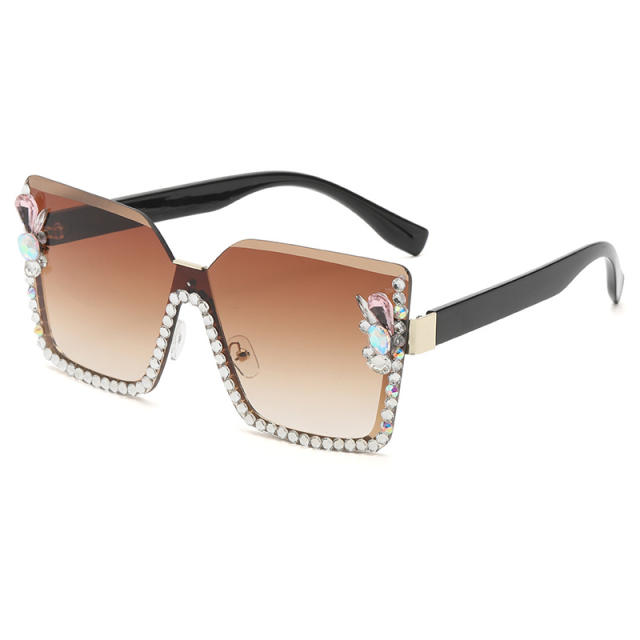 Personality diamond rimless sunglasses