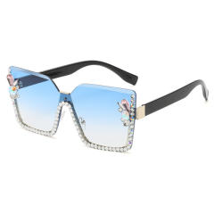 Personality diamond rimless sunglasses