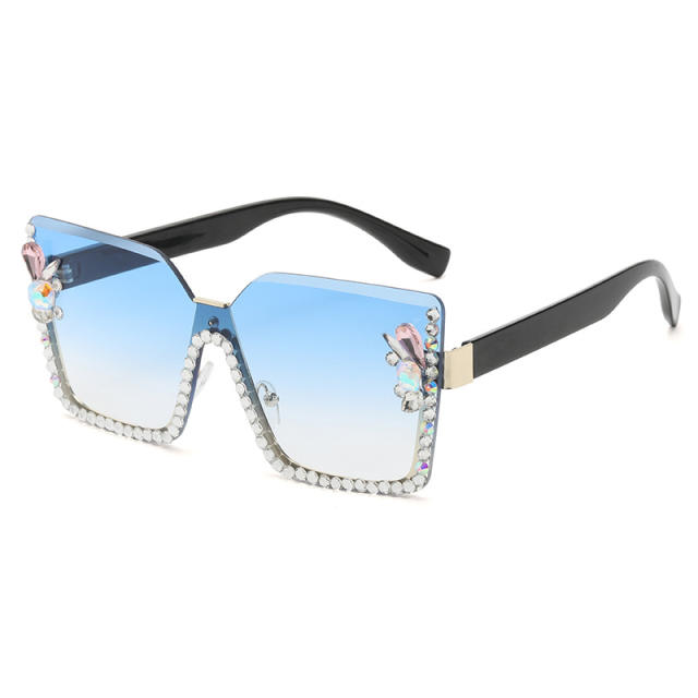 Personality diamond rimless sunglasses