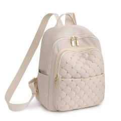 Casual quilted plain color women nylon backpack