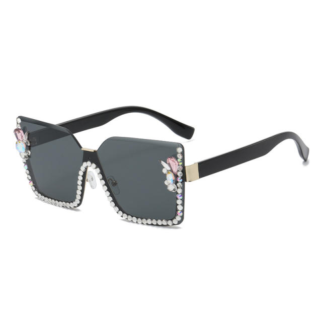 Personality diamond rimless sunglasses