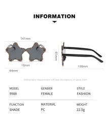 Funny star shape colorful rhinestone sunglasses