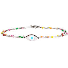 Boho colorful bead evil eye stainless steel anklet