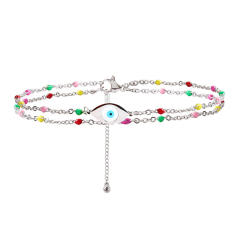 Boho colorful bead evil eye stainless steel anklet
