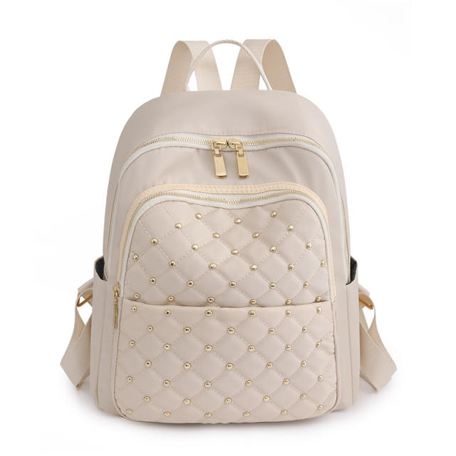 Casual quilted plain color women nylon backpack
