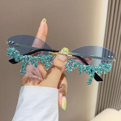 Creative personaliy tear diamond colorful sunglasses