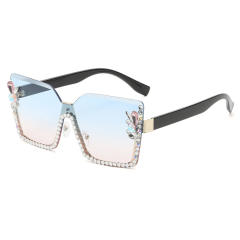 Personality diamond rimless sunglasses