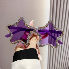 Funny star shape colorful rhinestone sunglasses
