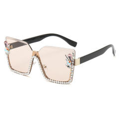 Personality diamond rimless sunglasses
