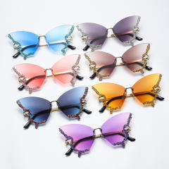 Personality butterfly shape rhinestone party sunglasses