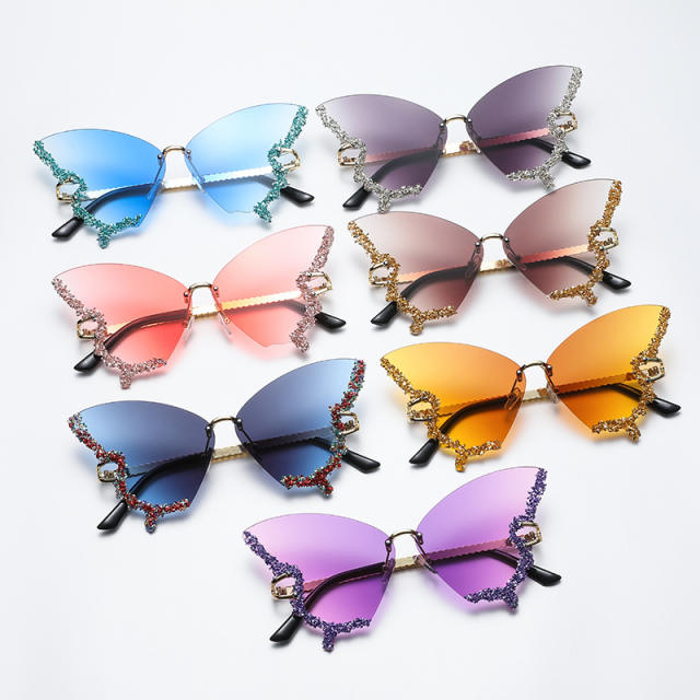 Personality butterfly shape rhinestone party sunglasses