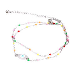 Boho colorful bead evil eye stainless steel anklet