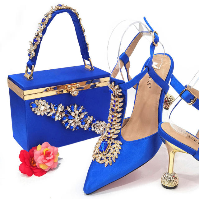 Luxury diamond box bag evening bag heels set for wedding