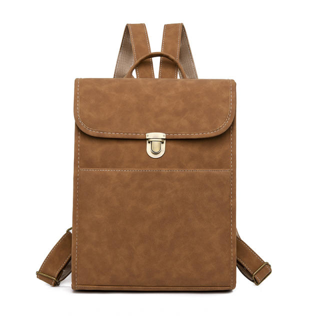 Vintage plain color PU material backpack