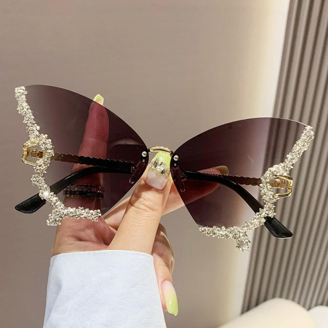 Personality butterfly shape rhinestone party sunglasses