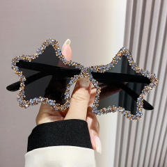 Funny star shape colorful rhinestone sunglasses