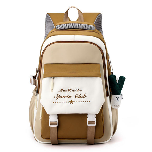 Color matching large storage nylon school bag backpack