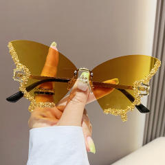 Personality butterfly shape rhinestone party sunglasses