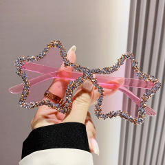 Funny star shape colorful rhinestone sunglasses