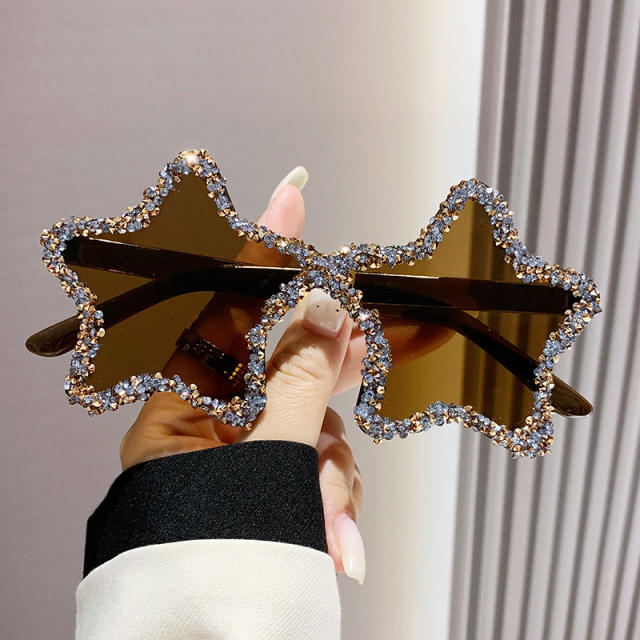 Funny star shape colorful rhinestone sunglasses