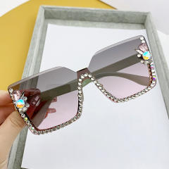 Personality diamond rimless sunglasses