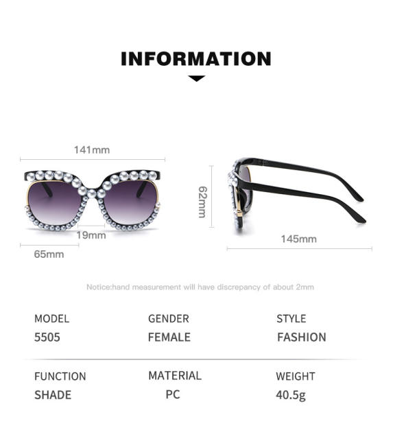 Personality pearl bead women sunglasses