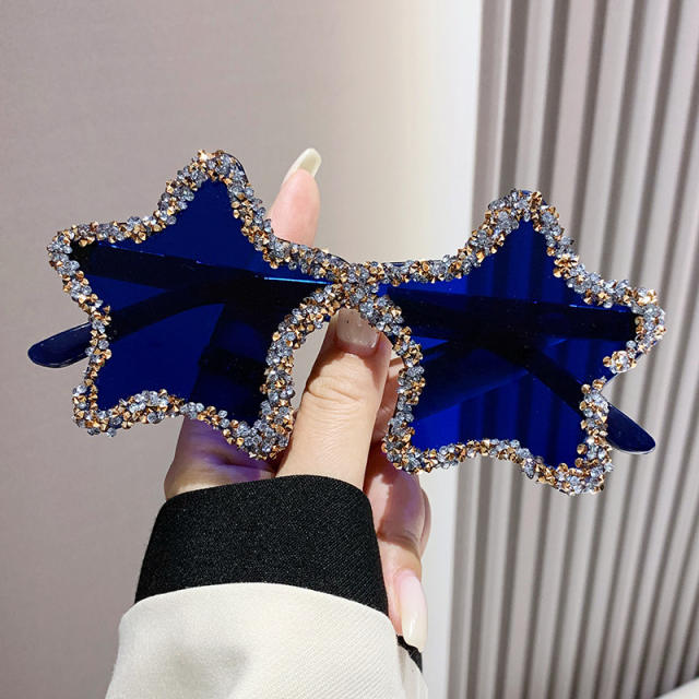 Funny star shape colorful rhinestone sunglasses