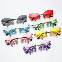 Creative personaliy tear diamond colorful sunglasses