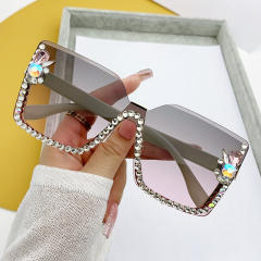 Personality diamond rimless sunglasses