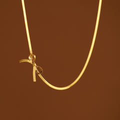 Summer sweet bow stainless steel choker necklace