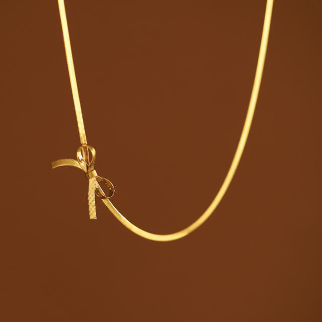 Summer sweet bow stainless steel choker necklace