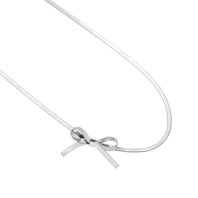 Summer sweet bow stainless steel choker necklace