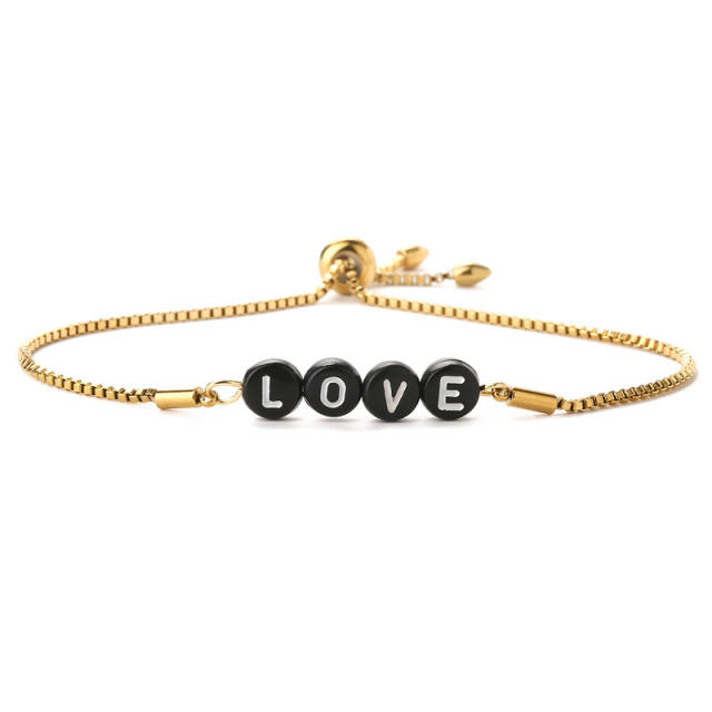 DAD MAMA LOVE Letter stainless steel box chain slide bracelet