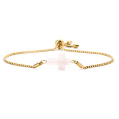 Natural crystal stone cross square stainless steel chain slide bracelet