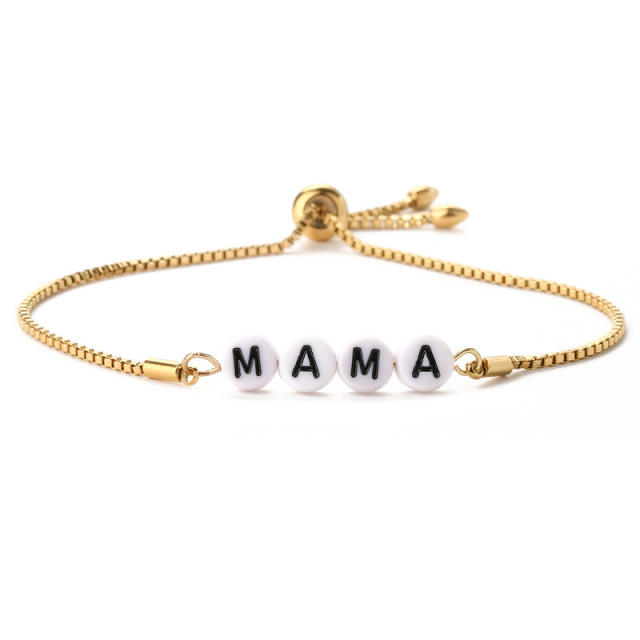 DAD MAMA LOVE Letter stainless steel box chain slide bracelet