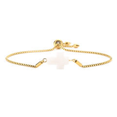 Natural crystal stone cross square stainless steel chain slide bracelet