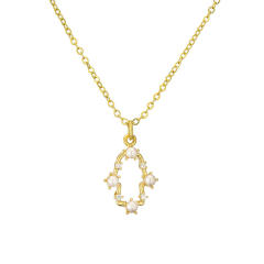 Elegant pearl bead cross evil eye pendant gold plated copper necklace