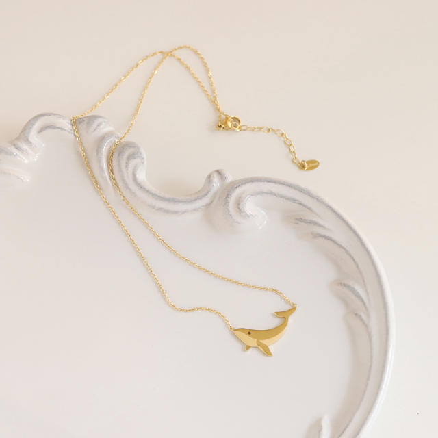 Ocean trend whale shape stainless steel necklace