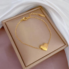 Korean fashion sweet smile face clover easy match stainless steel bracelet