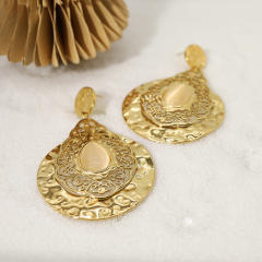Vintage chunky drop shape stainless steel earrings