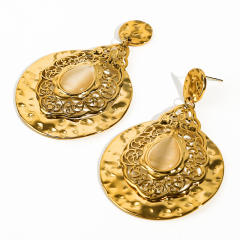 Vintage chunky drop shape stainless steel earrings