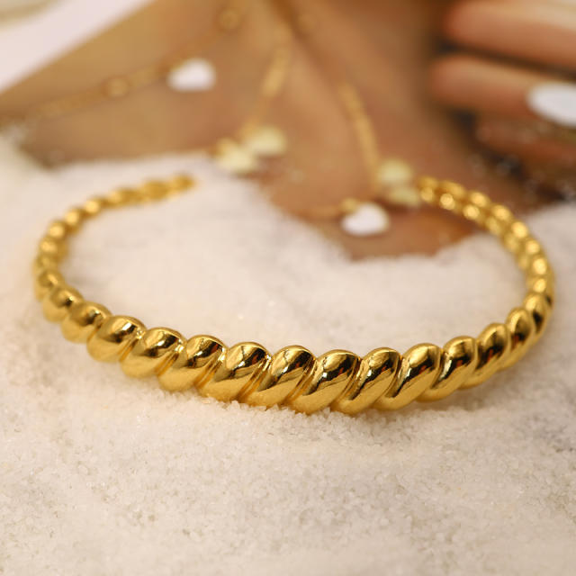 18K chunky stainless steel rings cuffs set bangles