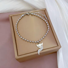 Korean fashion sweet smile face clover easy match stainless steel bracelet