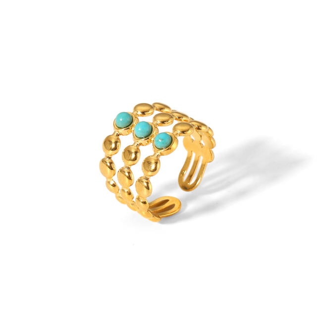 18K vintage turquoise stainless steel finger rings
