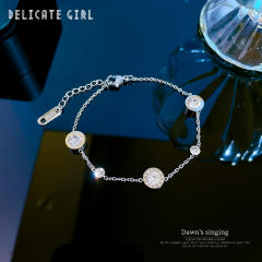 Korean fashion sweet smile face clover easy match stainless steel bracelet