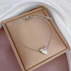 Korean fashion sweet smile face clover easy match stainless steel bracelet