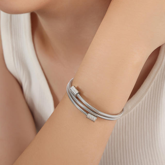 Easy match laye snake chain stainless steel bangle