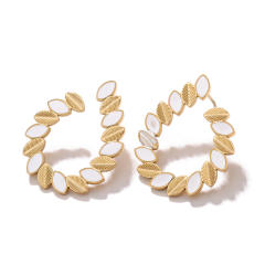 Occident fashion color enamel leaf geometric stainless steel earrings
