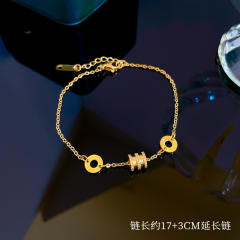 Korean fashion sweet smile face clover easy match stainless steel bracelet