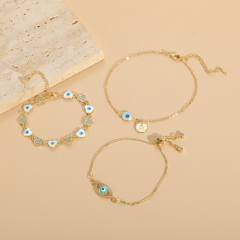 14K vintage evil eye gold plated copper bracelet